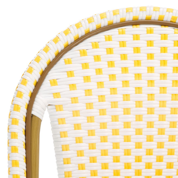 Safavieh SALCHA Side Chair - Elegant European Bistro Style, Weather-Resistant, Stackable for Indoor/Outdoor Use Yellow / White FOX5210D-SET2