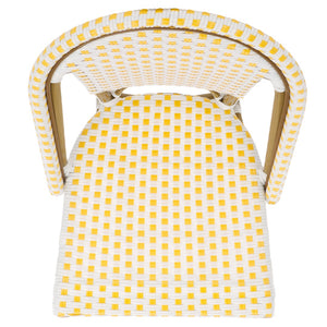Safavieh SALCHA Side Chair - Elegant European Bistro Style, Weather-Resistant, Stackable for Indoor/Outdoor Use Yellow / White FOX5210D-SET2