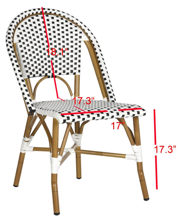 Safavieh SALCHA Side Chairs - Elegant Black & White Bistro Style for Indoor or Outdoor Spaces, Set of 2 FOX5210E-SET2