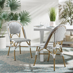 Safavieh SALCHA Side Chairs - Elegant Black & White Bistro Style for Indoor or Outdoor Spaces, Set of 2 FOX5210E-SET2