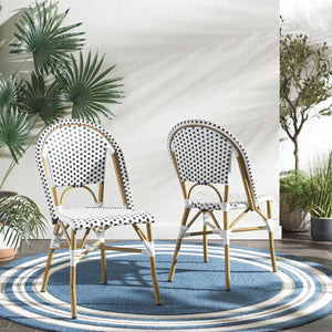Safavieh SALCHA Side Chairs - Elegant Black & White Bistro Style for Indoor or Outdoor Spaces, Set of 2 FOX5210E-SET2
