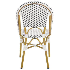 Safavieh SALCHA Side Chairs - Elegant Black & White Bistro Style for Indoor or Outdoor Spaces, Set of 2 FOX5210E-SET2