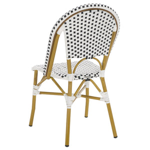 Safavieh SALCHA Side Chairs - Elegant Black & White Bistro Style for Indoor or Outdoor Spaces, Set of 2 FOX5210E-SET2