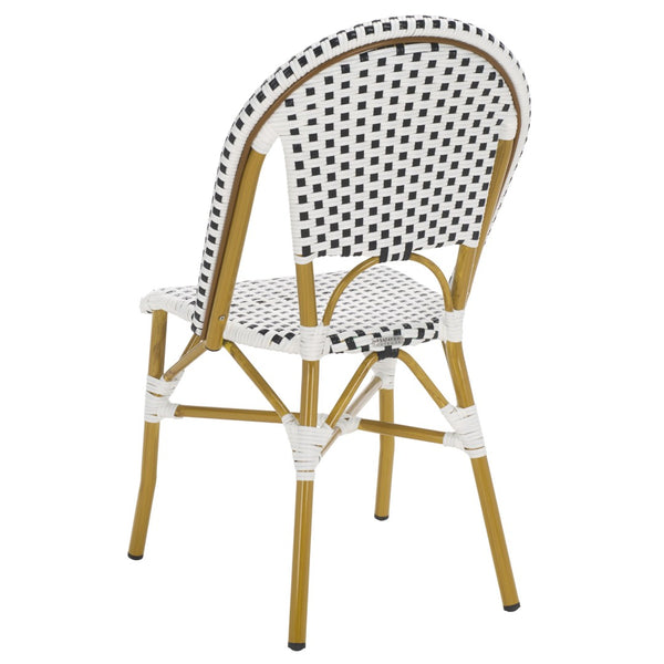 Safavieh SALCHA Side Chairs - Elegant Black & White Bistro Style for Indoor or Outdoor Spaces, Set of 2 FOX5210E-SET2