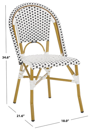 Safavieh SALCHA Side Chairs - Elegant Black & White Bistro Style for Indoor or Outdoor Spaces, Set of 2 FOX5210E-SET2