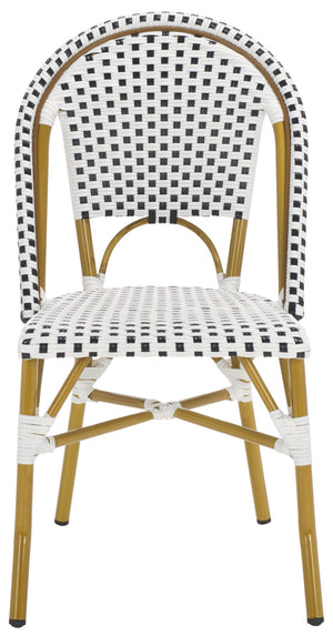 Safavieh SALCHA Side Chairs - Elegant Black & White Bistro Style for Indoor or Outdoor Spaces, Set of 2 FOX5210E-SET2