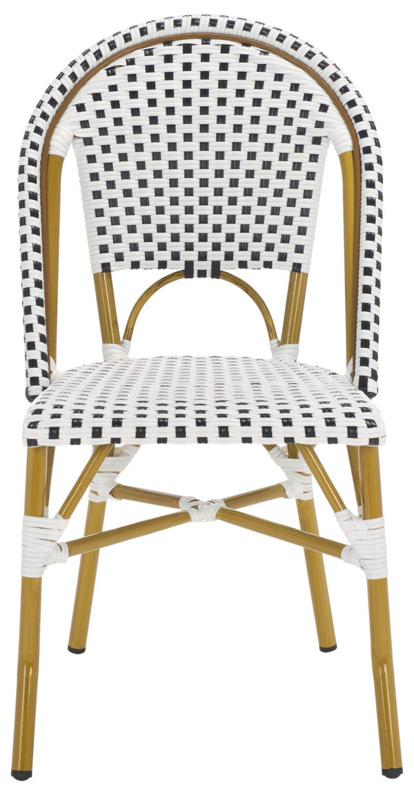 Safavieh SALCHA Side Chairs - Elegant Black & White Bistro Style for Indoor or Outdoor Spaces, Set of 2 FOX5210E-SET2