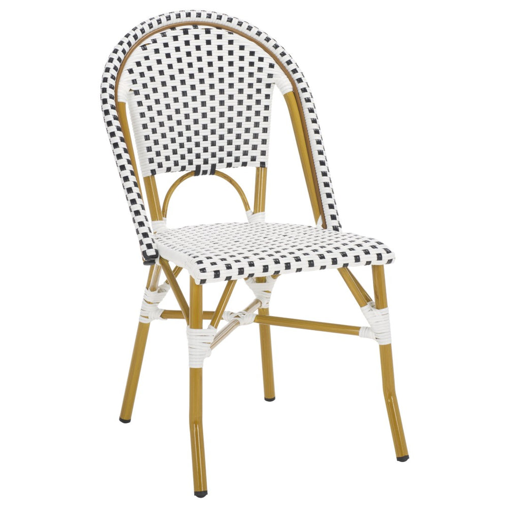 Safavieh SALCHA Side Chairs - Elegant Black & White Bistro Style for Indoor or Outdoor Spaces, Set of 2 FOX5210E-SET2
