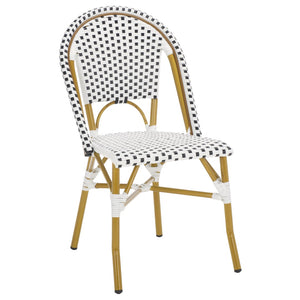Safavieh SALCHA Side Chairs - Elegant Black & White Bistro Style for Indoor or Outdoor Spaces, Set of 2 FOX5210E-SET2
