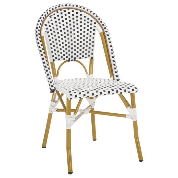 Safavieh SALCHA Side Chairs - Elegant Black & White Bistro Style for Indoor or Outdoor Spaces, Set of 2 FOX5210E-SET2