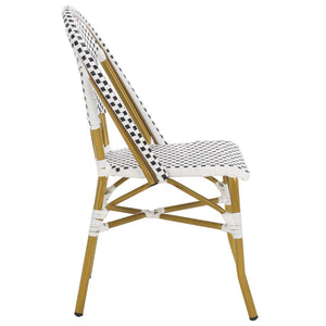Safavieh SALCHA Side Chairs - Elegant Black & White Bistro Style for Indoor or Outdoor Spaces, Set of 2 FOX5210E-SET2
