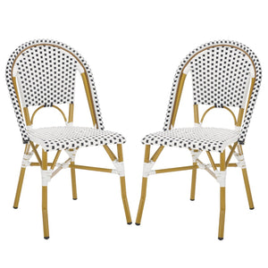 Safavieh SALCHA Side Chairs - Elegant Black & White Bistro Style for Indoor or Outdoor Spaces, Set of 2 FOX5210E-SET2