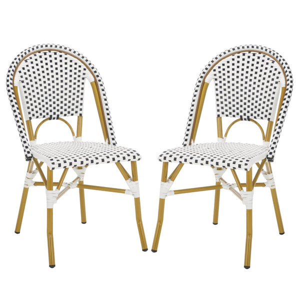 Safavieh SALCHA Side Chairs - Elegant Black & White Bistro Style for Indoor or Outdoor Spaces, Set of 2 FOX5210E-SET2