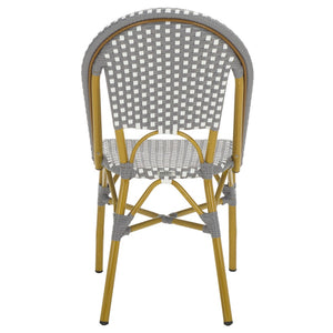 Safavieh SALCHA Elegant Grey/White Side Chairs – Durable Bistro Style for Indoor & Outdoor Dining Spaces FOX5210G-SET2