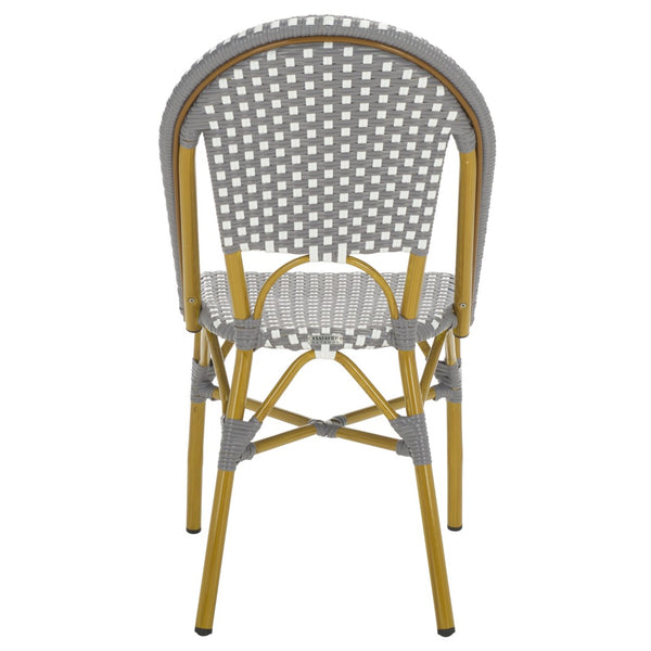Safavieh SALCHA Elegant Grey/White Side Chairs – Durable Bistro Style for Indoor & Outdoor Dining Spaces FOX5210G-SET2