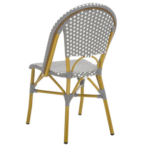 Safavieh SALCHA Elegant Grey/White Side Chairs – Durable Bistro Style for Indoor & Outdoor Dining Spaces FOX5210G-SET2