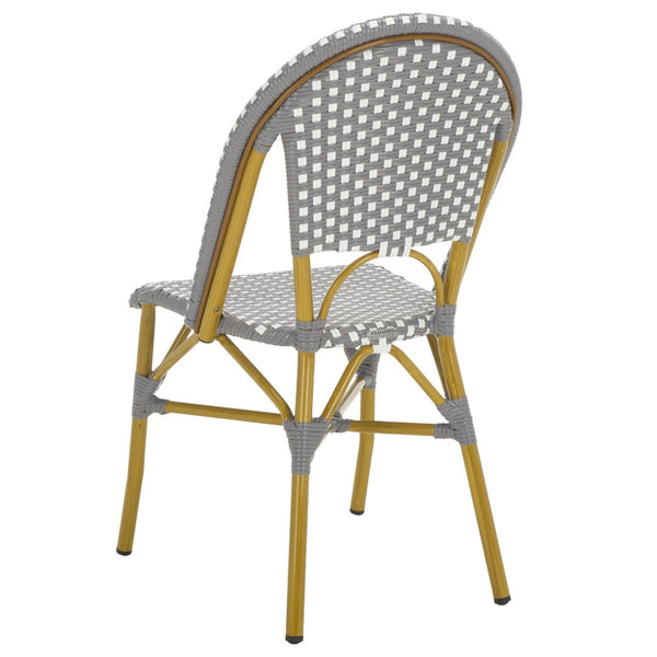 Safavieh SALCHA Elegant Grey/White Side Chairs – Durable Bistro Style for Indoor & Outdoor Dining Spaces FOX5210G-SET2