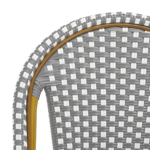 Safavieh SALCHA Elegant Grey/White Side Chairs – Durable Bistro Style for Indoor & Outdoor Dining Spaces FOX5210G-SET2