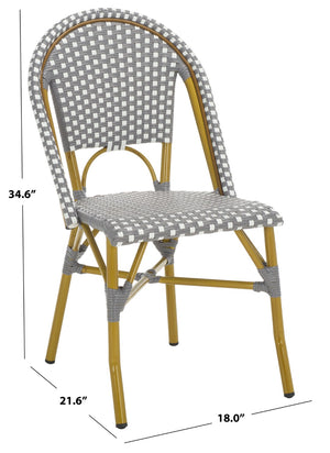 Safavieh SALCHA Elegant Grey/White Side Chairs – Durable Bistro Style for Indoor & Outdoor Dining Spaces FOX5210G-SET2