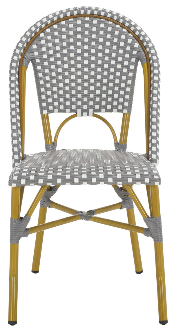Safavieh SALCHA Elegant Grey/White Side Chairs – Durable Bistro Style for Indoor & Outdoor Dining Spaces FOX5210G-SET2