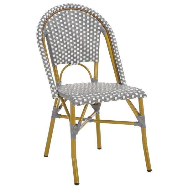 Safavieh SALCHA Elegant Grey/White Side Chairs – Durable Bistro Style for Indoor & Outdoor Dining Spaces FOX5210G-SET2