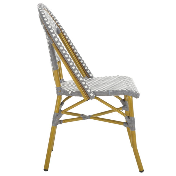 Safavieh SALCHA Elegant Grey/White Side Chairs – Durable Bistro Style for Indoor & Outdoor Dining Spaces FOX5210G-SET2