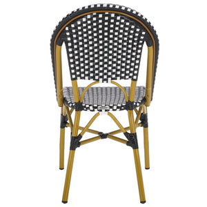 Safavieh SALCHA Stylish Black & White Side Chairs – Durable, Weather-Ready Bistro Seating for Indoor & Outdoor Use FOX5210H-SET2