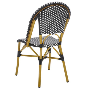 Safavieh SALCHA Stylish Black & White Side Chairs – Durable, Weather-Ready Bistro Seating for Indoor & Outdoor Use FOX5210H-SET2