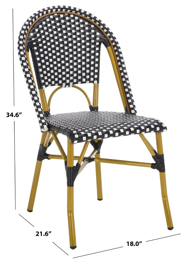 Safavieh SALCHA Stylish Black & White Side Chairs – Durable, Weather-Ready Bistro Seating for Indoor & Outdoor Use FOX5210H-SET2