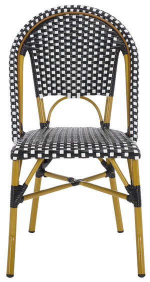 Safavieh SALCHA Stylish Black & White Side Chairs – Durable, Weather-Ready Bistro Seating for Indoor & Outdoor Use FOX5210H-SET2
