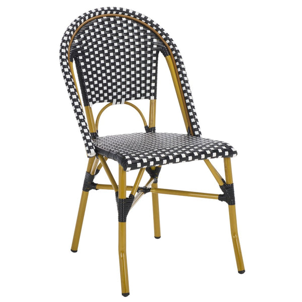 Safavieh SALCHA Stylish Black & White Side Chairs – Durable, Weather-Ready Bistro Seating for Indoor & Outdoor Use FOX5210H-SET2