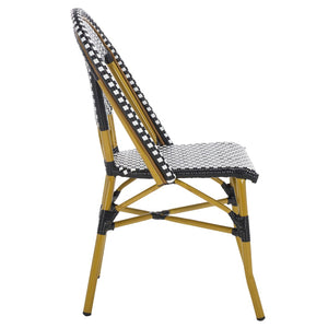 Safavieh SALCHA Stylish Black & White Side Chairs – Durable, Weather-Ready Bistro Seating for Indoor & Outdoor Use FOX5210H-SET2