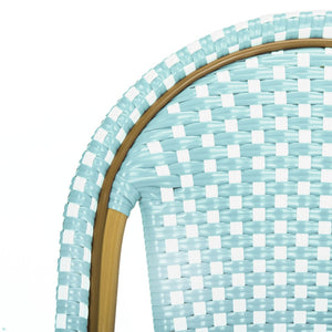 Safavieh SALCHA Side Chair - Elegant European Bistro Style, Weather-Resistant, Stackable for Indoor/Outdoor Use Teal / White FOX5210J-SET2