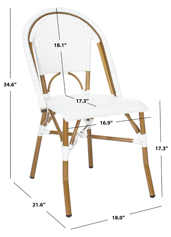 Safavieh SALCHA Side Chair - Elegant European Bistro Style, Weather-Resistant, Stackable for Indoor/Outdoor Use White FOX5210L-SET2