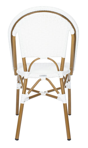 Safavieh SALCHA Side Chair - Elegant European Bistro Style, Weather-Resistant, Stackable for Indoor/Outdoor Use White FOX5210L-SET2