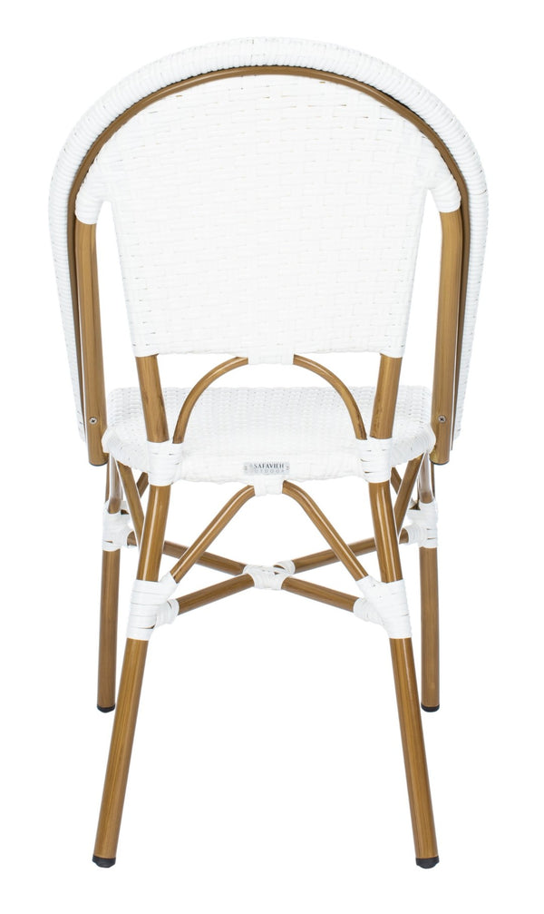 Safavieh SALCHA Side Chair - Elegant European Bistro Style, Weather-Resistant, Stackable for Indoor/Outdoor Use White FOX5210L-SET2