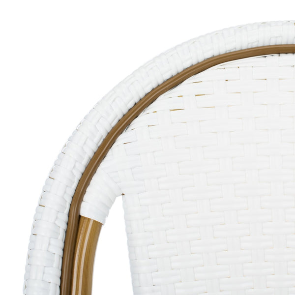 Safavieh SALCHA Side Chair - Elegant European Bistro Style, Weather-Resistant, Stackable for Indoor/Outdoor Use White FOX5210L-SET2