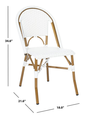 Safavieh SALCHA Side Chair - Elegant European Bistro Style, Weather-Resistant, Stackable for Indoor/Outdoor Use White FOX5210L-SET2