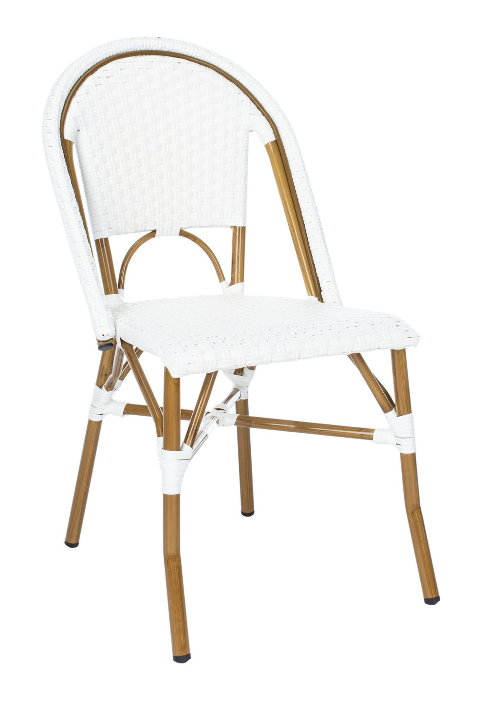 Safavieh SALCHA Side Chair - Elegant European Bistro Style, Weather-Resistant, Stackable for Indoor/Outdoor Use White FOX5210L-SET2