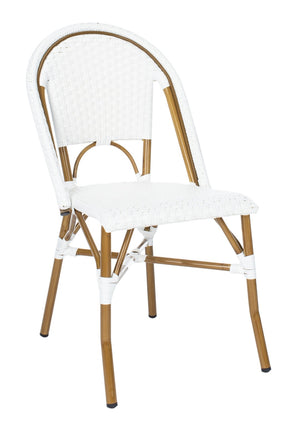 Safavieh SALCHA Side Chair - Elegant European Bistro Style, Weather-Resistant, Stackable for Indoor/Outdoor Use White FOX5210L-SET2