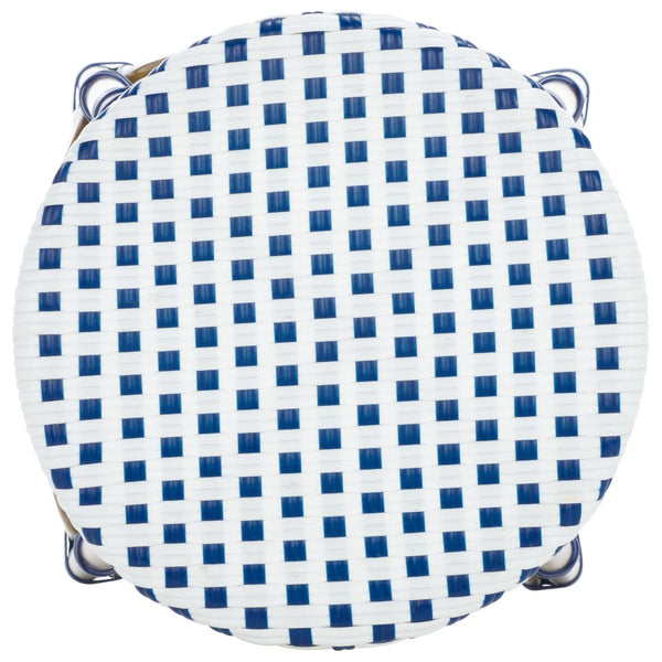 Safavieh Kipnuk Coastal Bar Stool In Blue/White – Chic Indoor/Outdoor Seating For Kitchen & Patio Charm FOX5211A