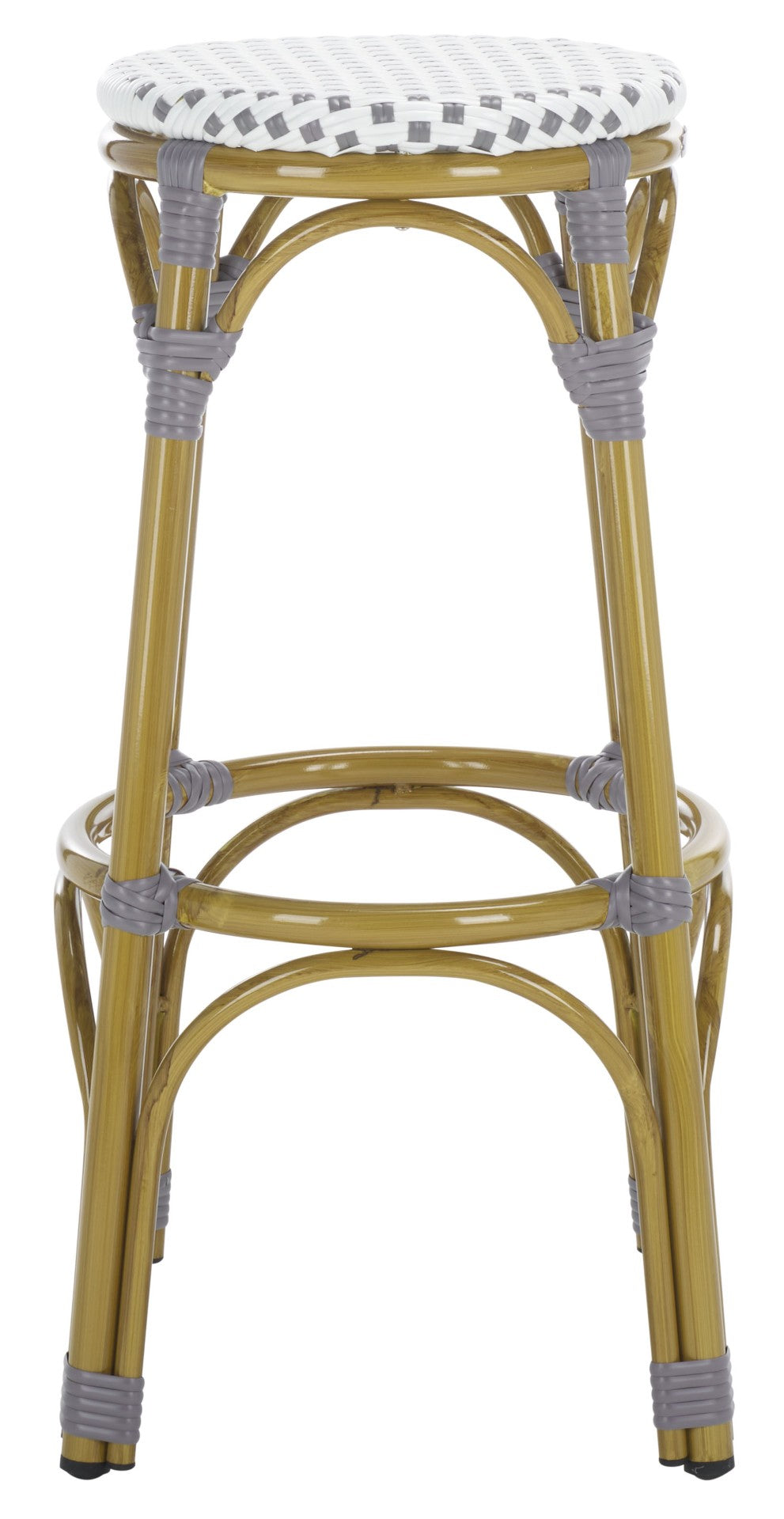 Safavieh Kipnuk Indoor/Outdoor Bar Stool - Grey/White Coastal Charm For Kitchen, Patio & Dining Areas FOX5211B