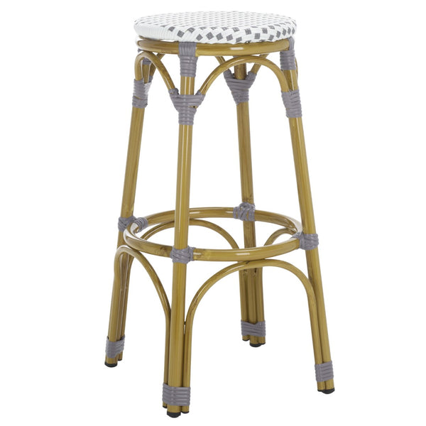 Safavieh Kipnuk Indoor/Outdoor Bar Stool - Grey/White Coastal Charm For Kitchen, Patio & Dining Areas FOX5211B
