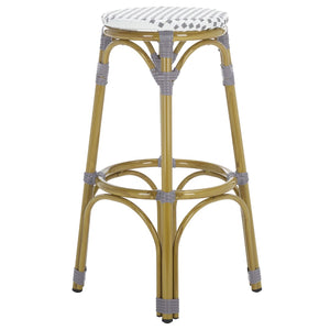 Safavieh Kipnuk Indoor/Outdoor Bar Stool - Grey/White Coastal Charm For Kitchen, Patio & Dining Areas FOX5211B