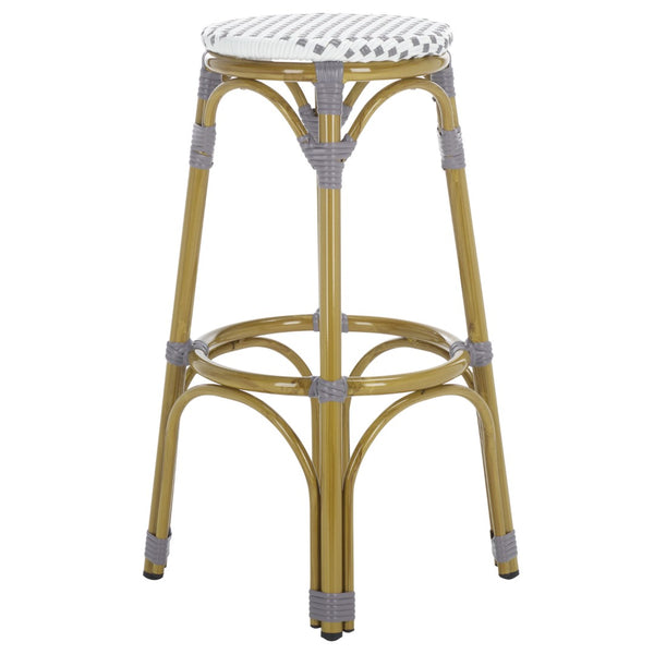 Safavieh Kipnuk Indoor/Outdoor Bar Stool - Grey/White Coastal Charm For Kitchen, Patio & Dining Areas FOX5211B