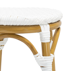 Safavieh KIPNUK Barstool in White - Modern Coastal Bistro Style for Indoor & Outdoor Entertaining Spaces FOX5211E