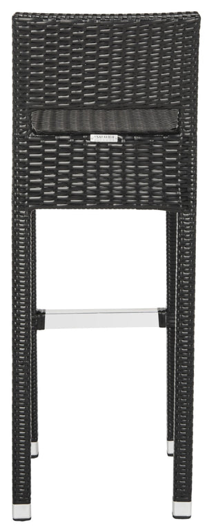 Safavieh LANDRY Barstool - Modern Indoor/Outdoor Seating with Stylish Wicker Design and Durable Metal Accents Black FOX5212A