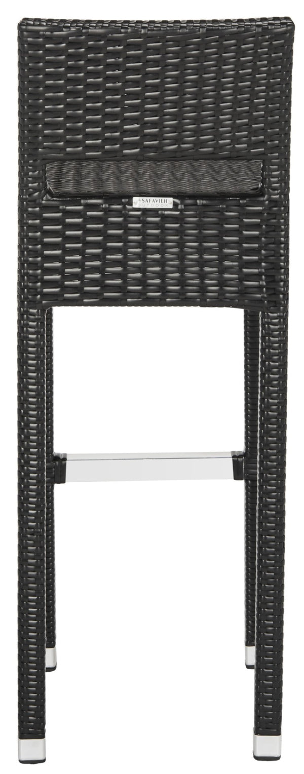Safavieh LANDRY Barstool - Modern Indoor/Outdoor Seating with Stylish Wicker Design and Durable Metal Accents Black FOX5212A