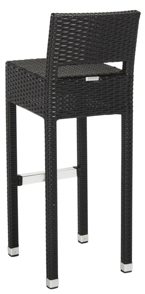Safavieh LANDRY Barstool - Modern Indoor/Outdoor Seating with Stylish Wicker Design and Durable Metal Accents Black FOX5212A