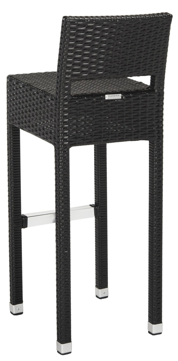 Safavieh LANDRY Barstool - Modern Indoor/Outdoor Seating with Stylish Wicker Design and Durable Metal Accents Black FOX5212A